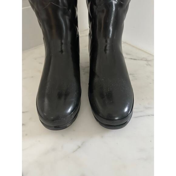 HUNTER REFINED GLOSS QUILTED WATERPROOF BOOTS/DARK SLATE - Picture 9 of 10